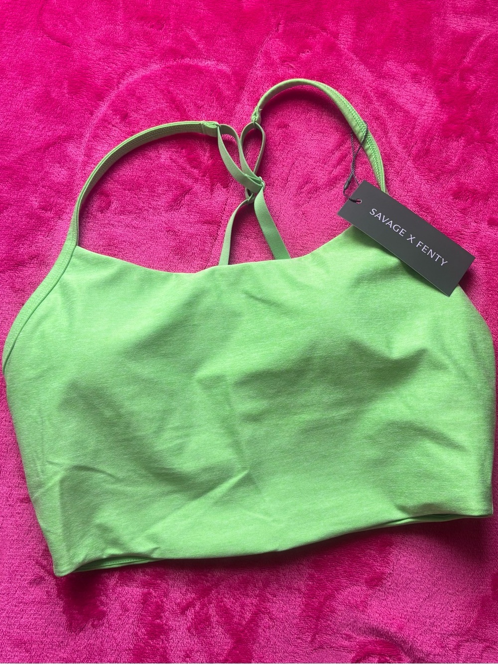 Savage X Fenty Neon Lime Green Bra Shelf Crop Top